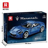 Boîte de construction en briques Maserati GranTurismo bleu, modèle REOBRIX 11010