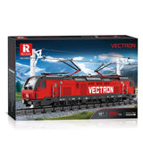 Boîte de construction avec train Vectron rouge et caténaire, 1757 pièces