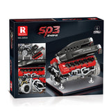 Boîte de construction : moteur en briques noir et rouge « SPZ Engine »