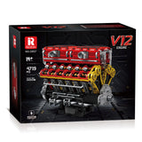 Boîte de construction moteur V12, rouge et noir, 4719 pièces