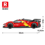 Briques HyperCar REOBRIX rouge et noir avec bandes jaunes, longueur 32 cm