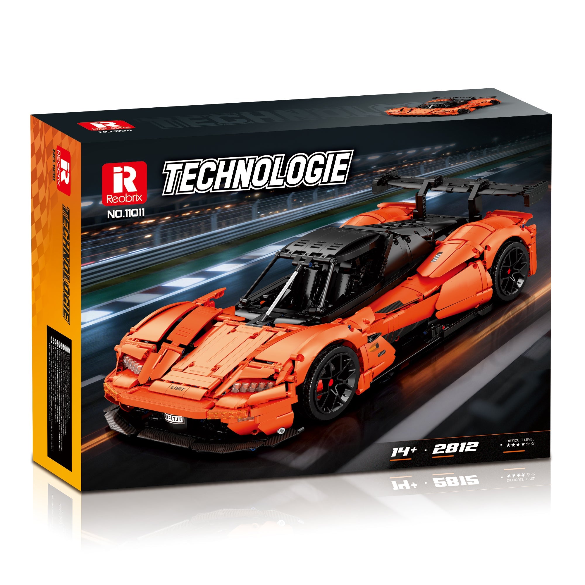 Boîte de jeu de construction NovaBrik REOBRIX 11011 KTM X-Bow GT2 orange avec 2812 pièces pour adultes