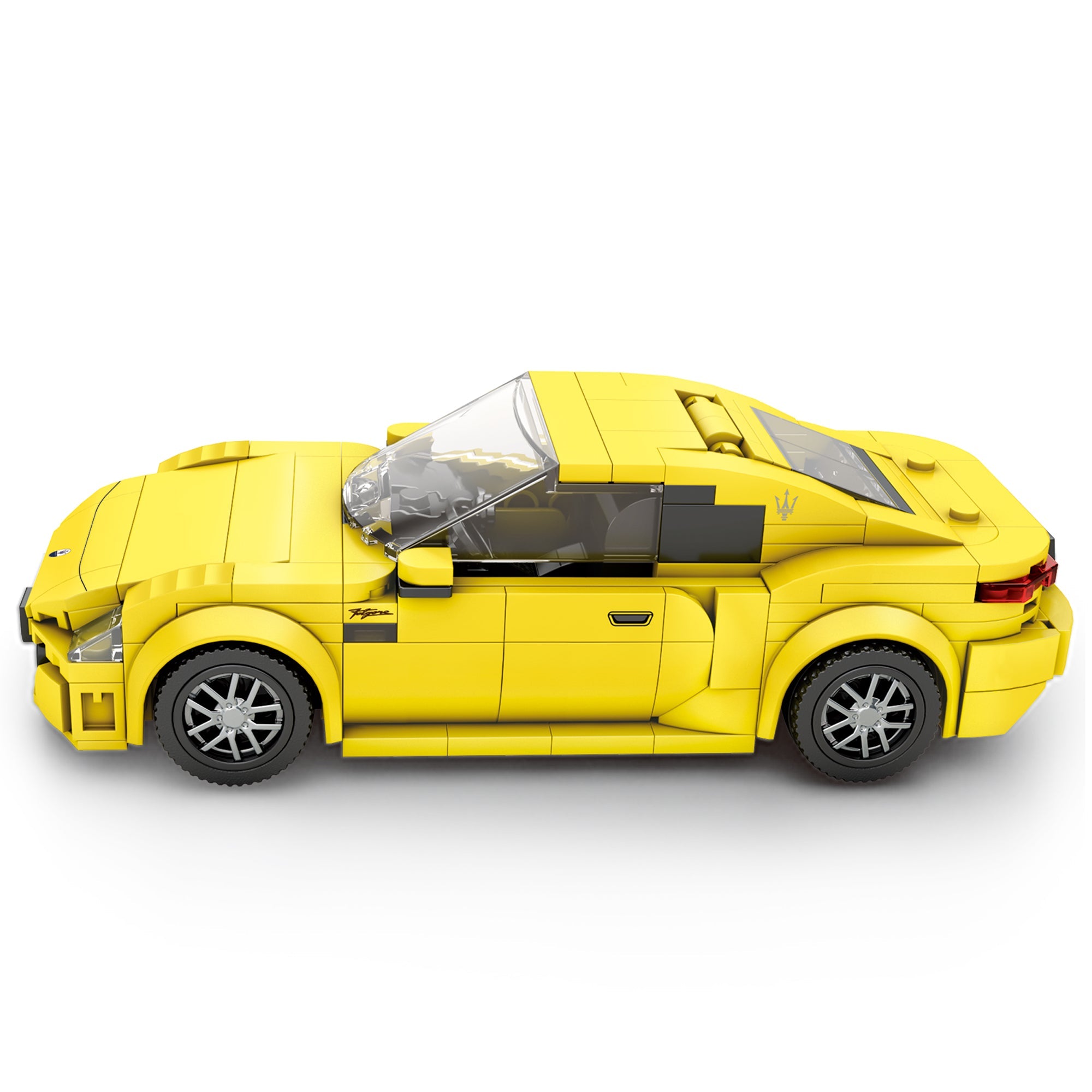 Modèle de voiture de sport jaune NovaBrik REOBRIX 823 Maserati GranTurismo en briques de construction