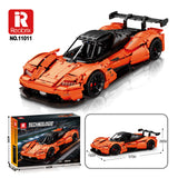 Modèle NovaBrik REOBRIX 11011 de la voiture de course KTM X-Bow GT2 orange en briques de construction