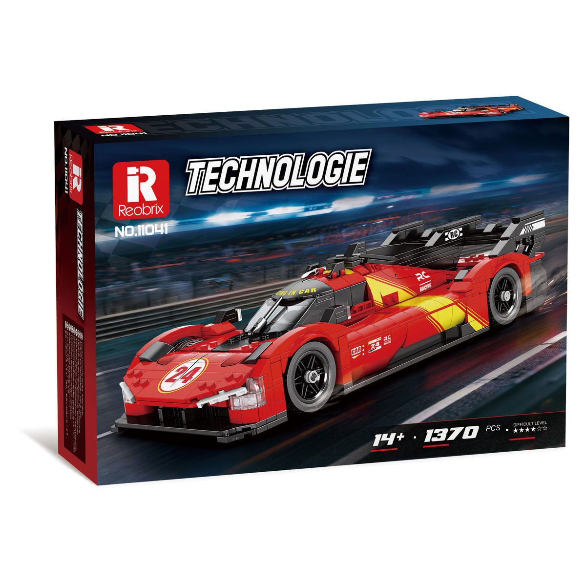 Boîte de briques REOBRIX Technologie HyperCar rouge, 1370 éléments, modèle 11041